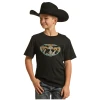 Rock & Roll Cowboy® Youth Boy's Longhorn Black Graphic Tee RRBT21R0IZ -WesternWearWonder RRBT21R0IZ 1
