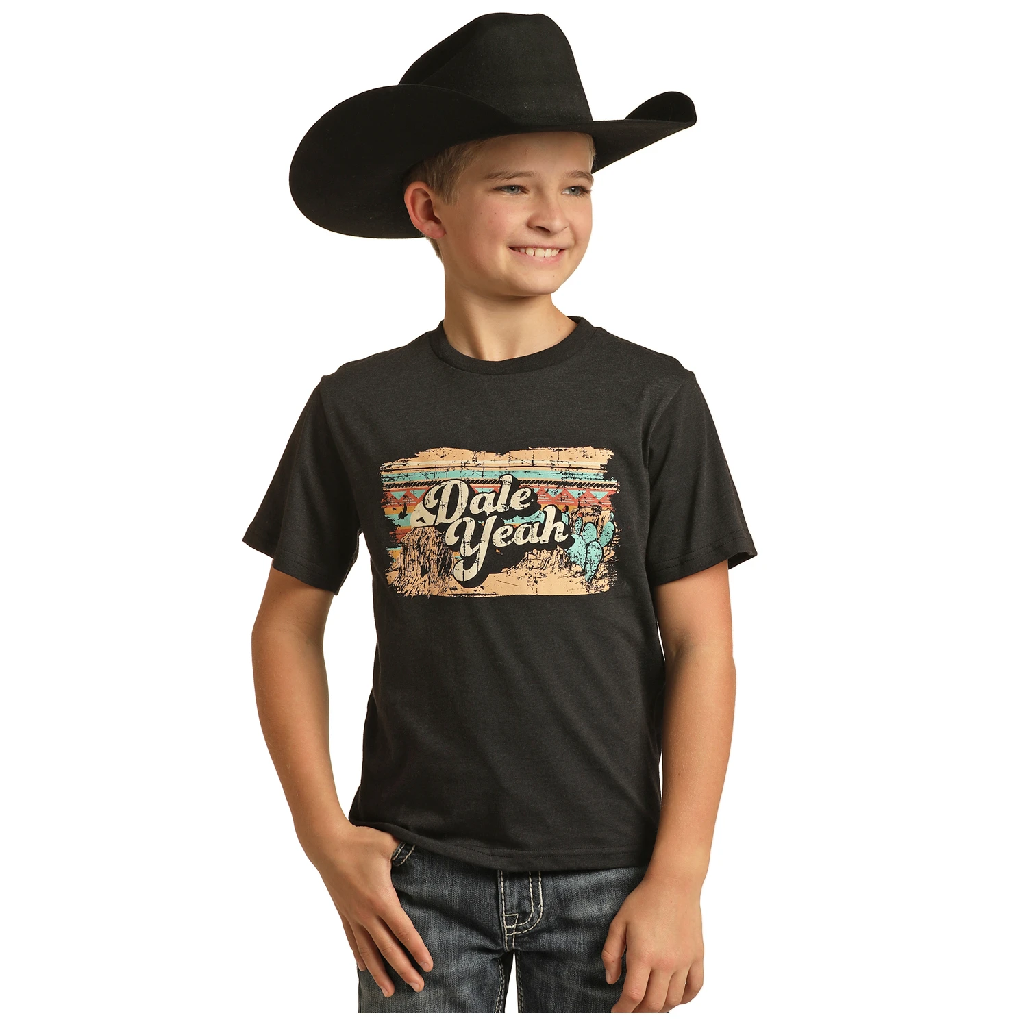 Rock & Roll Cowboy® Youth Boy's Dale Yeah Black Graphic Tee RRBT21R0J1 3 Rock & Roll Cowboy® Youth Boy's Dale Yeah Black Graphic Tee RRBT21R0J1