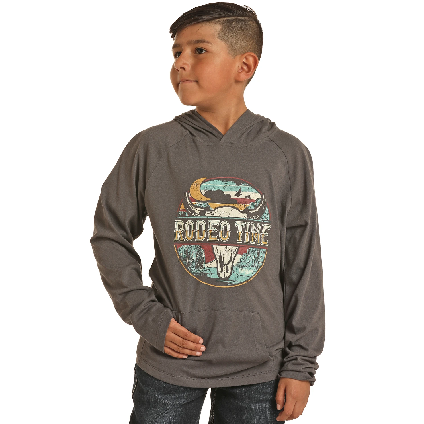 Rock & Roll® Youth Boy's "Rodeo Time" Charcoal Hoodie RRBT94R068-02 3 Rock & Roll® Youth Boy's "Rodeo Time" Charcoal Hoodie RRBT94R068-02