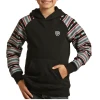 Rock & Roll Cowboy® Youth Boy's Black Serape Sleeve Hoodie RRBT94R0JB -WesternWearWonder RRBT94R0JB