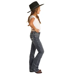 Rock & Roll® Youth Girl's Ivory Embroidery Bootcut Jeans RRGD4MRZPP-203 -WesternWearWonder RRGD4MRZPP 203 2