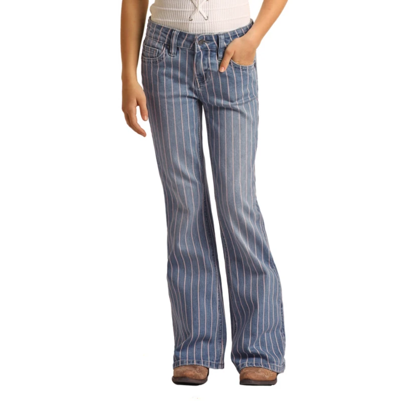 Rock & Roll Denim® Youth Girl's Pinstripe Bootcut Trousers RRGD5MRZSX 3 Rock & Roll Denim® Youth Girl's Pinstripe Bootcut Trousers RRGD5MRZSX