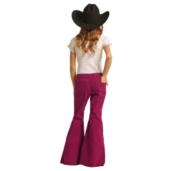 Rock & Roll® Youth Girl's Burgundy Button Bell Jeans RRGD7PRZR8-62 -WesternWearWonder RRGD7PRZR8 62 1