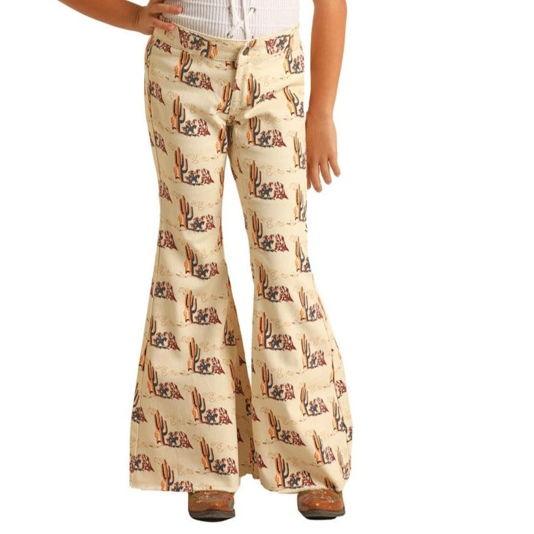 Rock & Roll Denim Girls Desert Print Pull-on Beige Bell Bottoms RRGD7PRZT0 3 Rock & Roll Denim Girls Desert Print Pull-on Beige Bell Bottoms RRGD7PRZT0