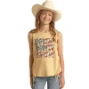 Rock & Roll Denim® Girl's Howdy Fringed Yellow Tank Top RRGT20R110