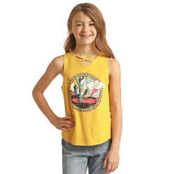 Rock & RollĀ® Youth Girl's Desert Graphic Yellow Tank Top RRGT20RZM3