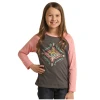 Rock & Roll Cowgirl® Youth Girl's Grey Western Graphic Tee RRGT22R0I8 -WesternWearWonder RRGT22R0I8