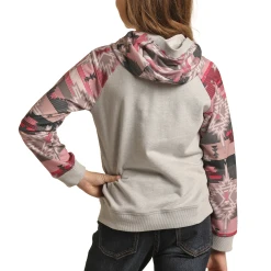 Rock & Roll Cowgirl® Youth Girl's Contrast Sleeve Hoodie RRGT94R0AX -WesternWearWonder RRGT94R0AX 1