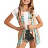 Rock & Roll® Girl's Multicolor Striped Pattern Vest RRGT98RZ05 1 Rock & Roll® Girl's Multicolor Striped Pattern Vest RRGT98RZ05 -WesternWearWonder RRGT98RZ05Z