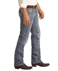Rock & Roll® Men's Pistol Reflex Ivory Light Wash Straight Leg Jeans RRMDSPRZSL -WesternWearWonder RRMDSPRZSL3