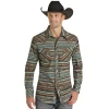 Rock & Roll® Men's Aztec Stripe Poplin Print Snap Shirt RRMSOSRZ17-81 -WesternWearWonder RRMSOSRZ17 81