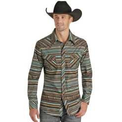 Rock & Roll® Men's Aztec Stripe Poplin Print Snap Shirt RRMSOSRZ17-81
