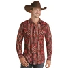 Rock & Roll Cowboy Men's Burgundy Aztec Snap Shirt RRMSOSRZ1K-62 1 Rock & Roll Cowboy Men's Burgundy Aztec Snap Shirt RRMSOSRZ1K-62 -WesternWearWonder RRMSOSRZ1K 62