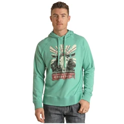 Rock & Roll® Men's Turquoise Bull Skull Graphic Hoodie RRMT94R05Y-86