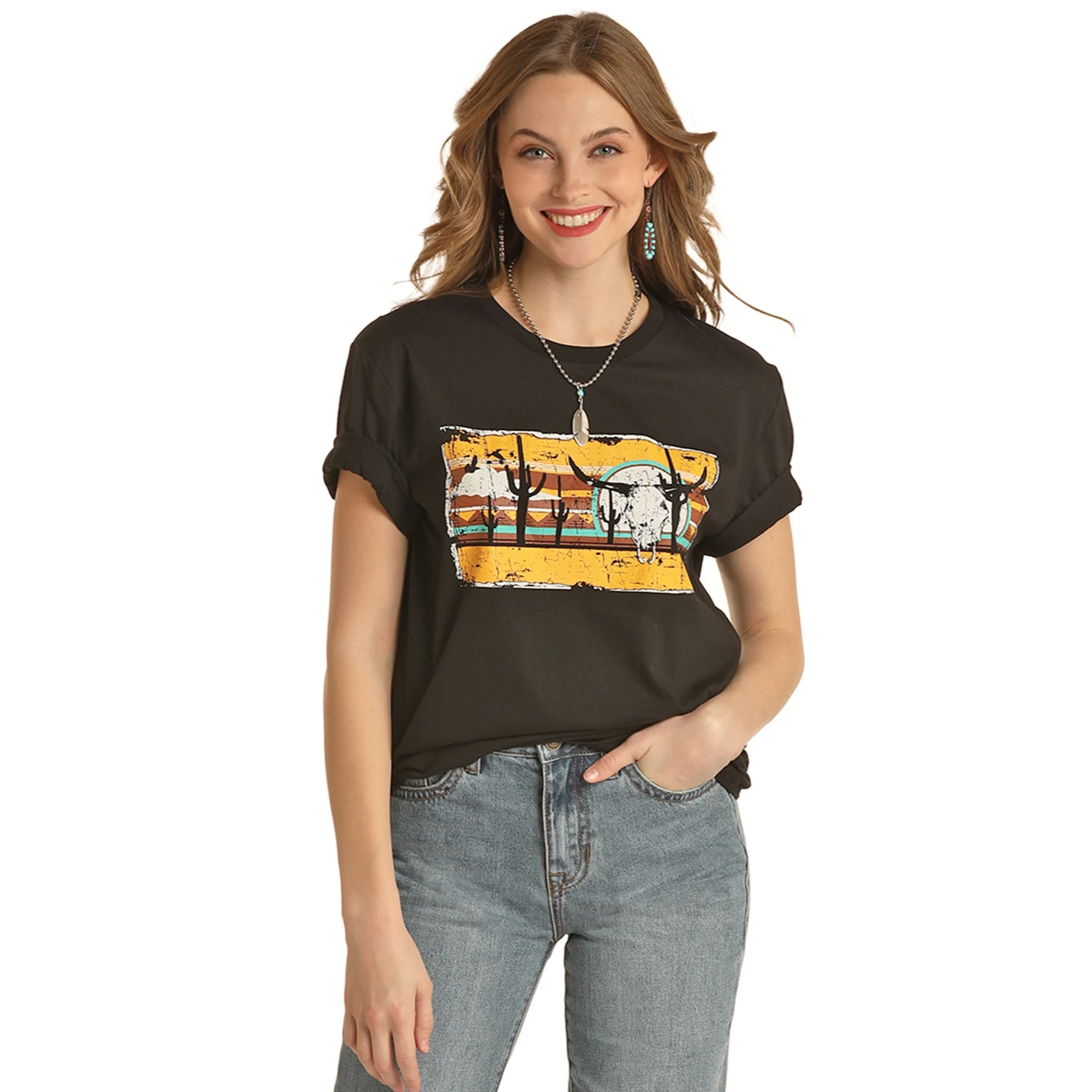 Rock & Roll Unisex Black Bull Skull Graphic T-Shirt RRUT21R060-01 4 Rock & Roll Unisex Black Bull Skull Graphic T-Shirt RRUT21R060-01 - Image 2