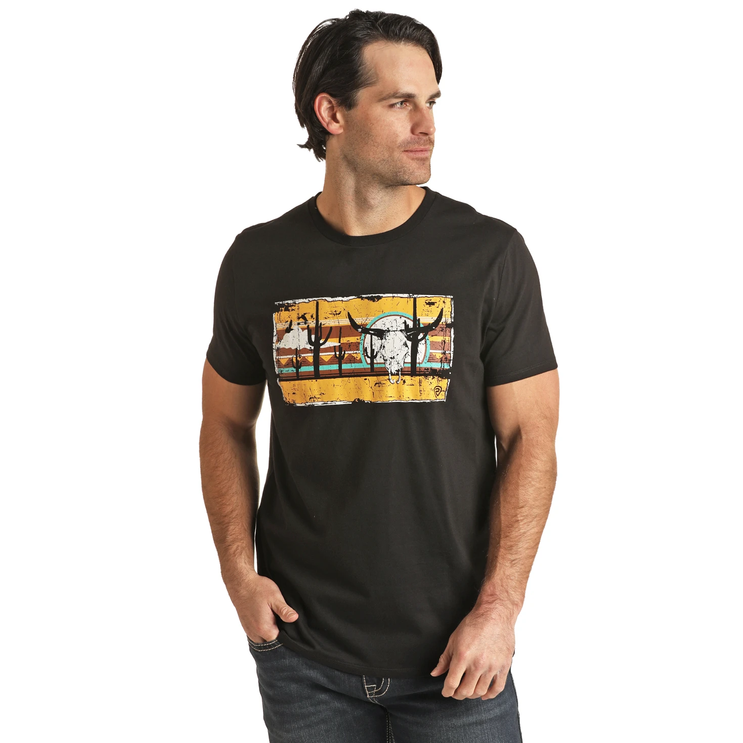 Rock & Roll Unisex Black Bull Skull Graphic T-Shirt RRUT21R060-01 3 Rock & Roll Unisex Black Bull Skull Graphic T-Shirt RRUT21R060-01