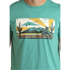 Rock & Roll Unisex Turquoise Bucking Horse Sunset Tee RRUT21R064-86 7 Rock & Roll Unisex Turquoise Bucking Horse Sunset Tee RRUT21R064-86 -WesternWearWonder RRUT21R064 86