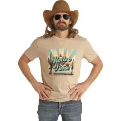 Rock & RollĀ® Unisex "RODEO TIME" Desert Taupe T-Shirt RRUT21R06D-26