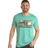 Rock & Roll Cowboy® Unisex Turquoise Graphic T-Shirt RRUT21R0IU -WesternWearWonder RRUT21R0IU 1