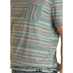 Rock & Roll Cowboy® Unisex Dale Brisby Aztec Blue T-Shirt RRUT21R0J8 7 Rock & Roll Cowboy® Unisex Dale Brisby Aztec Blue T-Shirt RRUT21R0J8 -WesternWearWonder RRUT21R0J8 2