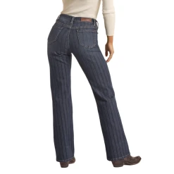 Rock & Roll Denim® Ladies Jacquard High Rise Dark Wash Jeans RRWD4HR0G4 -WesternWearWonder RRWD4HR0G4a