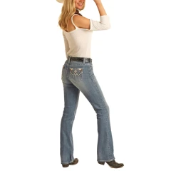 Rock & Roll Denim® Ladies Metallic Aztec Bootcut Jeans RRWD4MRZTA -WesternWearWonder RRWD4MRZTA 2