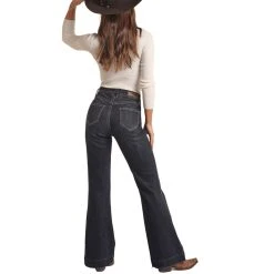 Rock & Roll Cowgirl High Rise With Rivets Trouser -WesternWearWonder RRWD5HR0GJ B 05396