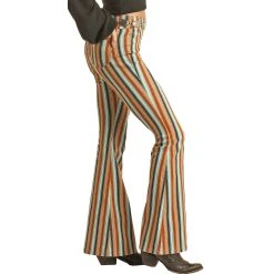 Rock & Roll Cowgirl Brown Stripe Flare Jeans -WesternWearWonder RRWD6PRZQX AZ 93448