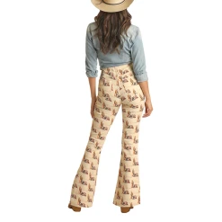 Rock & Roll® Ladies Pull On Western Print Beige Flares RRWD6PRZUB -WesternWearWonder RRWD6PRZUB 2