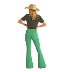 Rock & Roll® Ladies Pull-On Front Slit Kelly Green Flares RRWD6PRZUC -WesternWearWonder RRWD6PRZUC 2