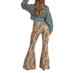 Rock & Roll Denim® Ladies Brown Aztec Bell Bottom Jeans RRWD7PR0FD -WesternWearWonder RRWD7PR0FD 2