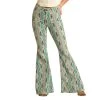 Rock & Roll Cowgirl Turquoise Aztec Stripe Bell Bottoms -WesternWearWonder RRWD7PR1AT