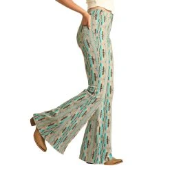 Rock & Roll Cowgirl Turquoise Aztec Stripe Bell Bottoms -WesternWearWonder RRWD7PR1AT A