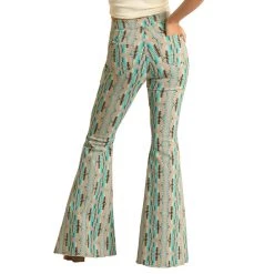 Rock & Roll Cowgirl Turquoise Aztec Stripe Bell Bottoms -WesternWearWonder RRWD7PR1AT B