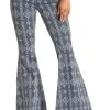 Rock & Roll Women's Blue Aztec Bell Bottom -WesternWearWonder RRWD7PR1AY