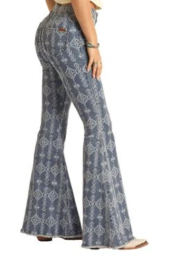 Rock & Roll Women's Blue Aztec Bell Bottom -WesternWearWonder RRWD7PR1AY A