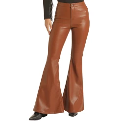 Rock & Roll Brown Pleather Bell Bottom Pants