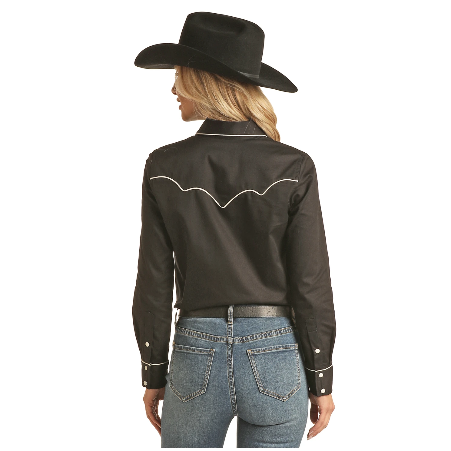 Rock & Roll® Ladies Retro Piping Black Snap Shirt RRWSOSR0BS-01 4 Rock & Roll® Ladies Retro Piping Black Snap Shirt RRWSOSR0BS-01 - Image 2