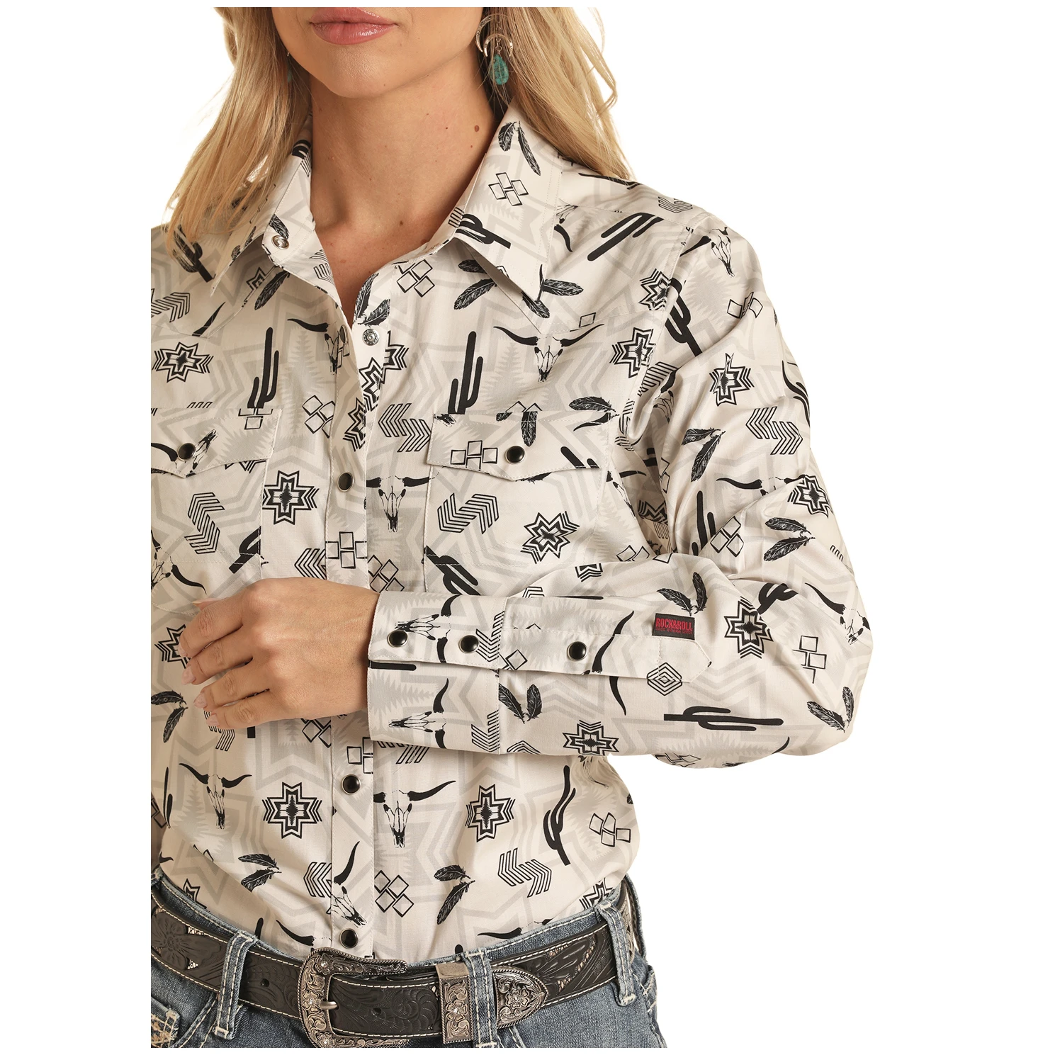 Rock & Roll® Ladies Cream Conversational Snap Down Shirt RRWSOSRZ11-12 4 Rock & Roll® Ladies Cream Conversational Snap Down Shirt RRWSOSRZ11-12 - Image 2