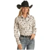 Rock & Roll® Ladies Cream Conversational Snap Down Shirt RRWSOSRZ11-12 -WesternWearWonder RRWSOSRZ11 12