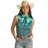 Rock & Roll Cowgirl® Ladies Retro Turquoise Snap Shirt RRWSSSR0ZJ -WesternWearWonder RRWSSSR0ZJ