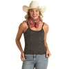 Rock & Roll Cowgirl® Ladies Exposed Seam Black Tank Top RRWT20R0Y6-01 -WesternWearWonder RRWT20R0Y6 01