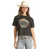 Rock & Roll® Ladies Western Graphic Boxy Black T-Shirt RRWT21RZO7 -WesternWearWonder RRWT21RZO7