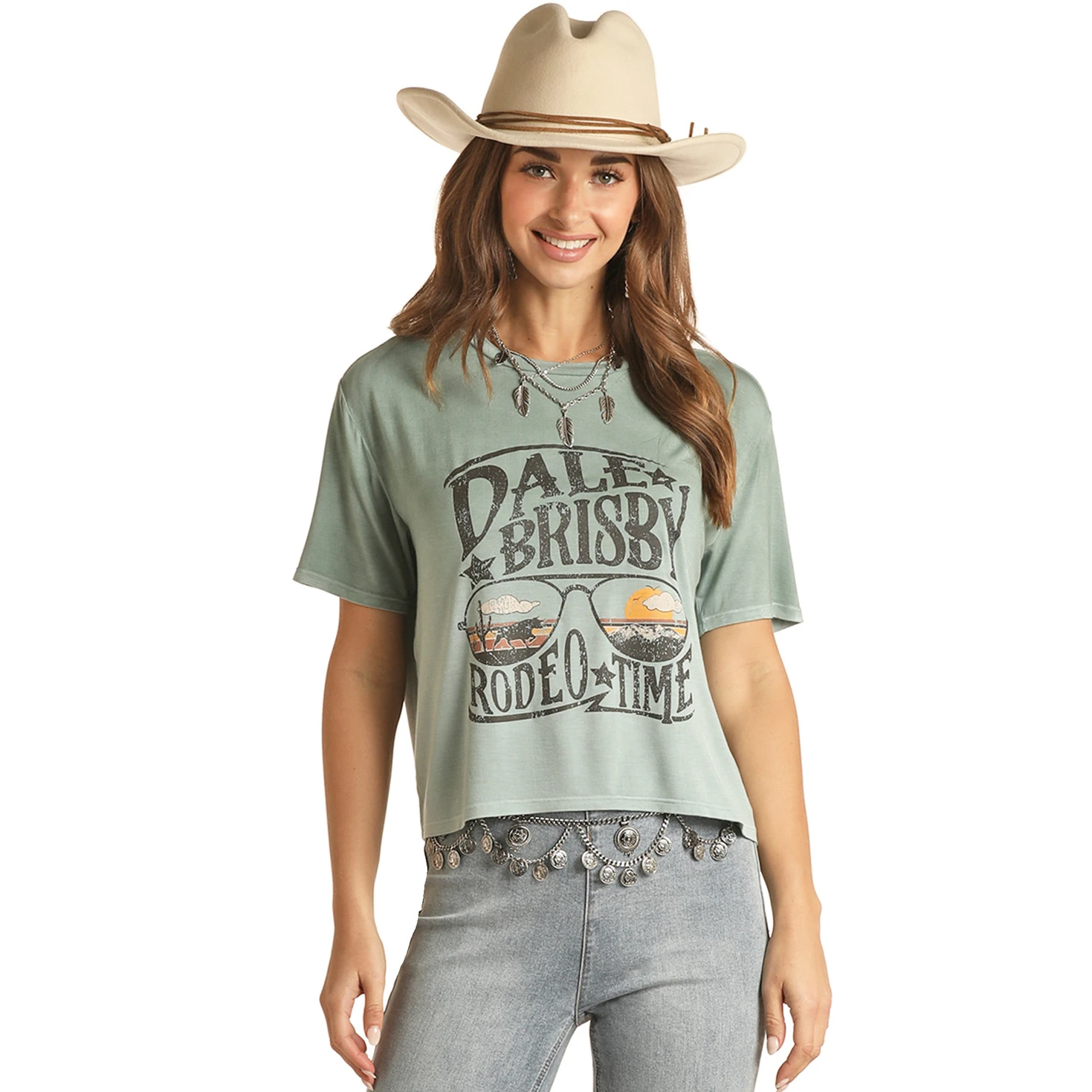 Rock & Roll® Ladies Dale Brisby Boxy Aquamarine T-Shirt RRWT21RZOH 3 Rock & Roll® Ladies Dale Brisby Boxy Aquamarine T-Shirt RRWT21RZOH