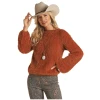 Rock & Roll® Ladies Fuzzy Solid Rust Sweater RRWT32R042-90 -WesternWearWonder RRWT32R042 90