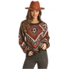 Rock & Roll® Ladies Cabin Cozy Black & Red Sweater RRWT32R04S-90 -WesternWearWonder RRWT32R04S 90