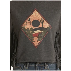 Rock & Roll® Ladies Desert Fringe Black Graphic Shirt RRWT91R059-01 7 Rock & Roll® Ladies Desert Fringe Black Graphic Shirt RRWT91R059-01 -WesternWearWonder RRWT91R059 01 52