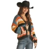 Rock & Roll Cowgirl Ladies Stripe Knit Open Cardigan RRWT95R04U-90 -WesternWearWonder RRWT95R04U 90