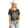 Rock & Roll® Ladies Bull Skull Graphic Black T-Shirt RRWT21RZOG -WesternWearWonder Untitled789765465321321