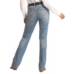 Rock & Roll Ladies Ivory Riding Boot Light Vintage Wash Jeans RRWD4RRZT5